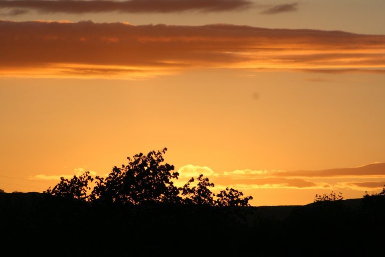 Sunset view from our large garden villa at Pleasant Hill Scotland